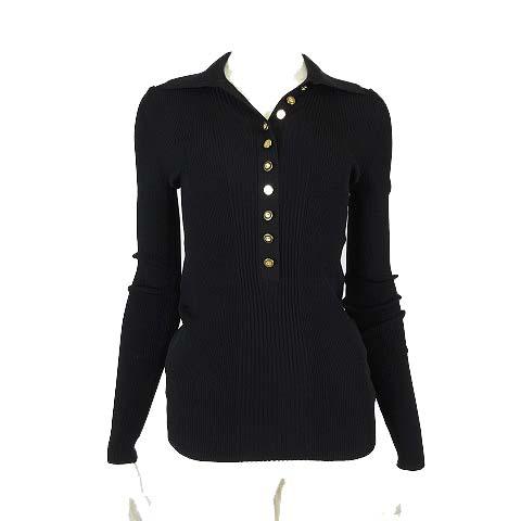未使用品 グッチ GUCCI 23AW ファインリブ ポロシャツ ニット ポロトップ 長袖 GGボタ...