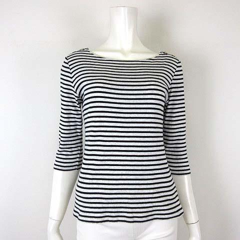 FREUDE フロイデ カットソー トップス ボーダー ナチュラル 装飾ボタン ピコレース ボートネ...