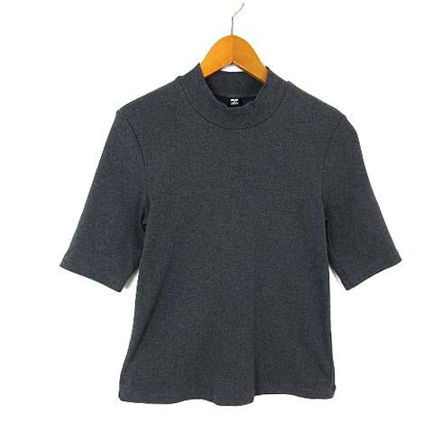 ユニクロ UNIQLO ハイネックT Tシャツ カットソー コットン ストレッチ 5分袖 半袖 M ...