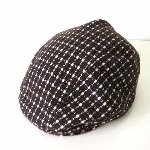 アルプスカワムラ ハンチング 帽子 ニット ハンチング帽 ウール ドット 総柄 57.5cm ダーク...