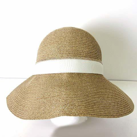 フルラ FURLA ハット 帽子 つば広帽 ラフィアハット 麦わら帽子 ロゴ リボン 装飾 S-M ...
