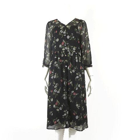 アーバンリサーチ URBAN RESEARCH シャツワンピース 楊柳 シアー フラワー 花柄 ロン...