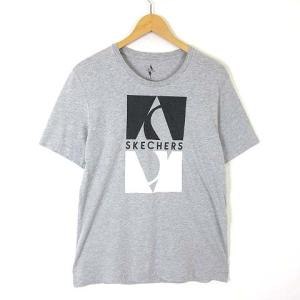 スケッチャーズ SKECHERS Tシャツ ロゴ プリント コットン クルーネック半袖 M グレー メンズ