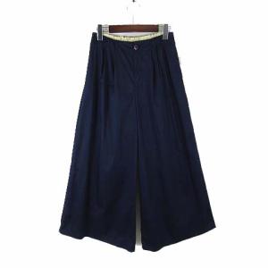 パラスパレス トオカ Pallas Palace 十日 22SS タック ワイドパンツ スカーチョ ロング フレア コットン ストレッチ M 0 紺 ネイビー