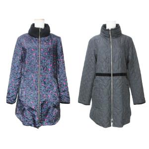 ソニアリキエル Collection 18AW リバーシブルキルト 中綿スタンドカラーアウター コート ジップアップ レオパード柄 ミドル丈 40 IBO53｜vectorpremium