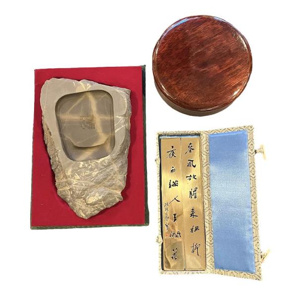 徐公 農田 硯 天然石 文鎮＆筆洗い 3点セット その他