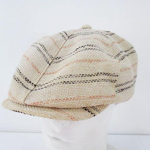 中古 Maozi マオズ ハンチング 帽子 57.5cm ベージュ系 ツバ 裏地 総柄 レディース ...