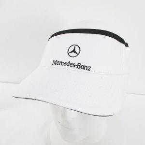 メルセデスベンツ Mercedes-Benz ゴルフウェア サンバイザー 帽子 白系 ホワイト ロゴ 文字 刺繍 ベルクロアジャスター メンズ｜vectorpremium