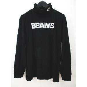 未使用品 ビームスゴルフ BEAMS GOLF ゴルフウェア 長袖 カットソー L 黒系 ブラック タートルネック プリント ワッペン ストレッチ タグ付｜vectorpremium