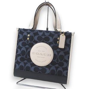 コーチ COACH C8582 デンプシー トート 22 シグネチャー ジャカード ウィズ コーチ パッチ ブルー キャンバス地 レザー レディース｜vectorpremium