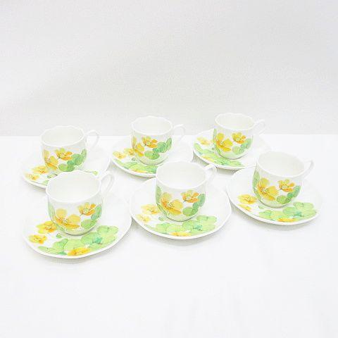 ナルミ NARUMI ウォーターフラワー Water flower 6客セット カップ&amp;ソーサー デ...