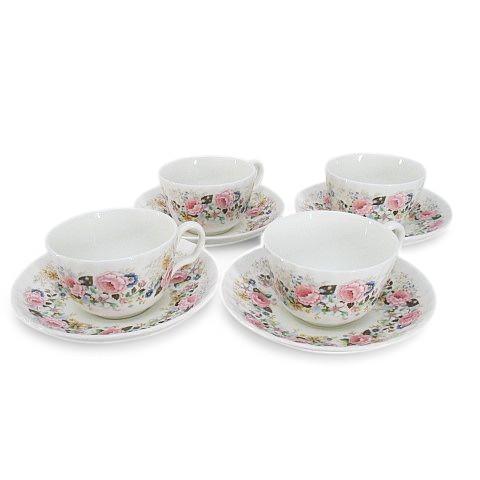 ミントン MINTON ローズガーランド ROSE GARLAND 4客セット カップ＆ソーサー 白...