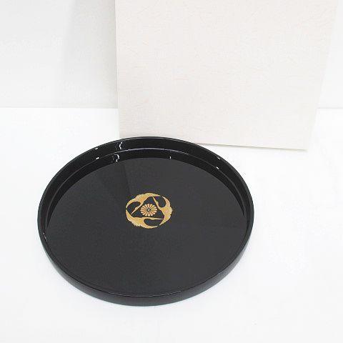 山陽商会 漆器 お盆 菊花三羽鶴 トレー 黒系 ブラック その他