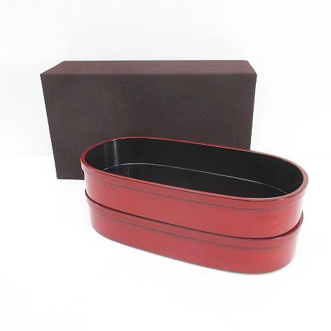 2段重ね 小判型 入れ物 小物入れ ケース 赤茶系 食器 その他