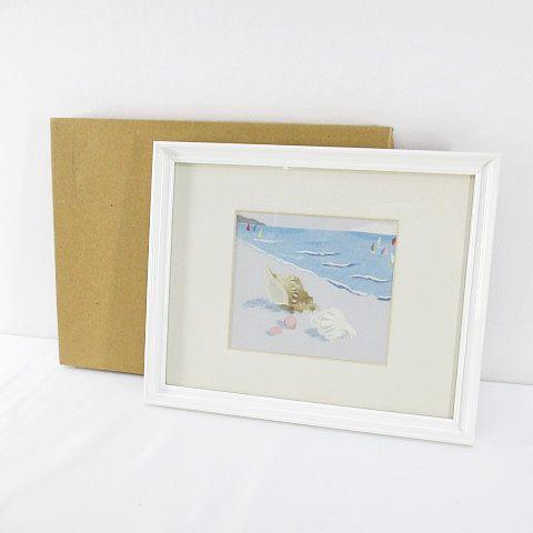 絵画 浜辺 海 貝殻 風景 貼り絵 はり絵 インテリア 壁掛け その他