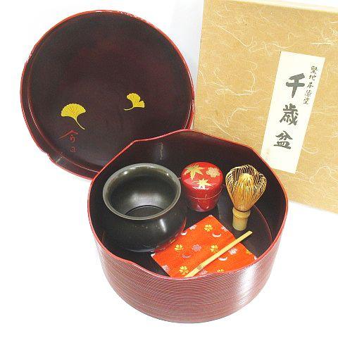 茶道具セット 千歳盆 建水 中棗 茶筅 茶杓 帛紗 6点まとめ売り 茶道 その他