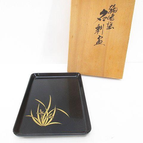 漆芸苑久保 能登輪島塗 名刺盆 お盆 漆器 布着 極上本堅地 トレー 黒系 ブラック その他