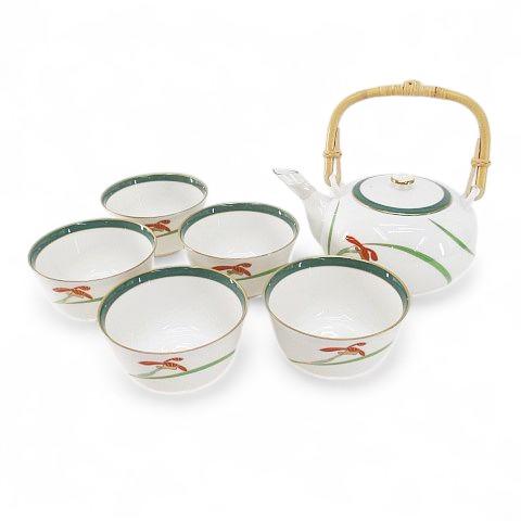 コウランシャ 香蘭社 オーキッドレース 5客セット 急須 湯呑 白系 ホワイト 有田焼 ブランド食器...