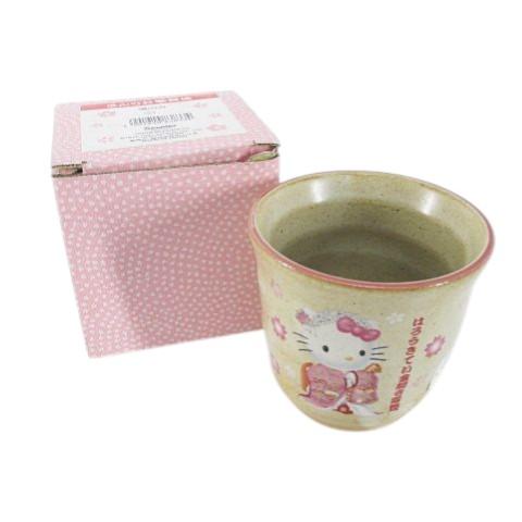 未使用品 ハローキティ キティちゃん サンリオ はろうきてい金閣寺雪姫 花笠 湯呑 歌舞伎 ベージュ...