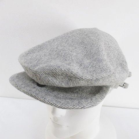 レネレザード ENE LEZARD ハンチング 帽子 M 灰系 グレー ベルト 毛 ウール 裏地 レ...