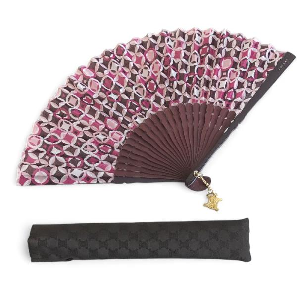 セリーヌ CELINE 扇子 専用袋付き チャーム ワインレッド レディース