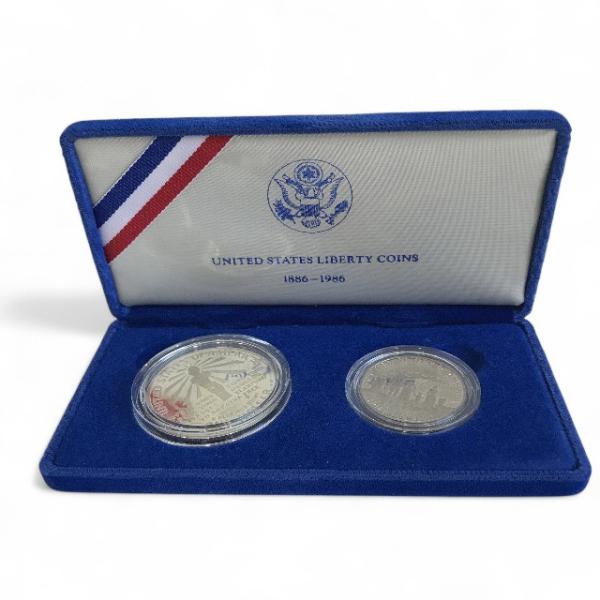 自由の女神像 1986年 記念コインセット シルバー 1ドル ハーフドル コイン シルバー 銀製 2...