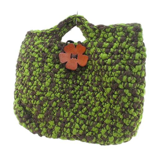 unico collezione ウニコ コレツィオーネ ニットトートバッグ レザーフラワーモチーフ...