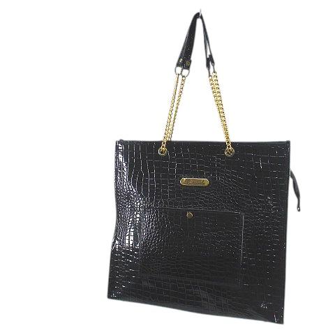 BRASSIELE ブラシエール トートバッグ チェーンショルダー クロコ型押し ブラック 黒系 エ...