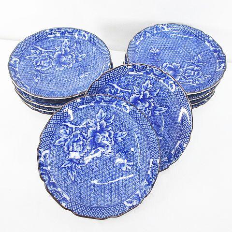 愛陶 四季の器 波牡丹 小皿 取り皿 10枚セット 青系 ブルー 和食器 波ボタン その他