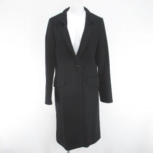 アルファキュービック ALPHA CUBIC チェスターコート ロング丈 9AR 黒系 ブラック ポケット 毛 ウール 裏地 無地 レディース