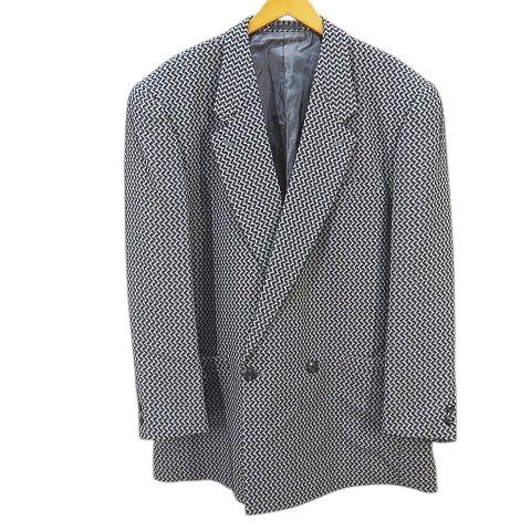 VINCERE ヴィンチェレ 長袖 ジャケット 50 グレー系 ダブル 薄手 裏地付き 総柄 サイド...