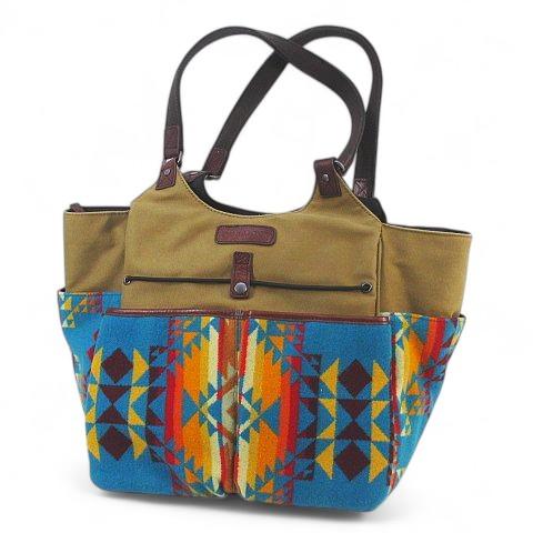 ペンドルトン PENDLETON トートバッグ ハーディング柄  ベージュ ブルー キャンバス ウー...