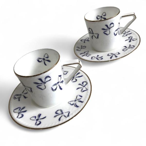 イヴサンローラン YVES SAINT LAURENT リボン柄 食器 ティーカップ ソーサー Bo...