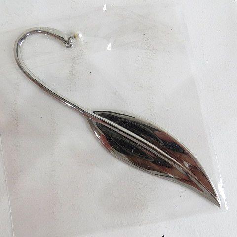 未使用品 ミキモト MIKIMOTO インターナショナル リーフ型 ブックマーク パール シルバー系...