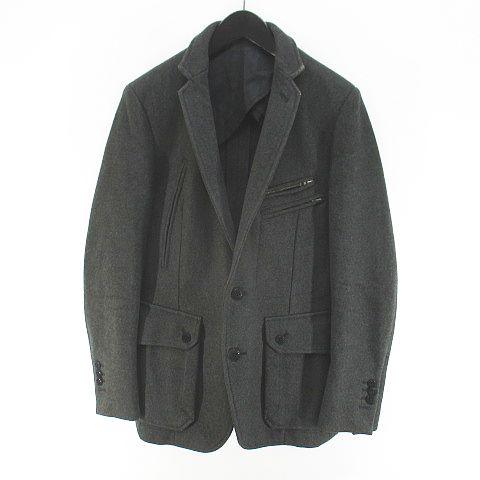 ユニティー unity テーラード ジャケット 背抜き 灰系 グレー イタリア製 毛 ウール 無地 ...