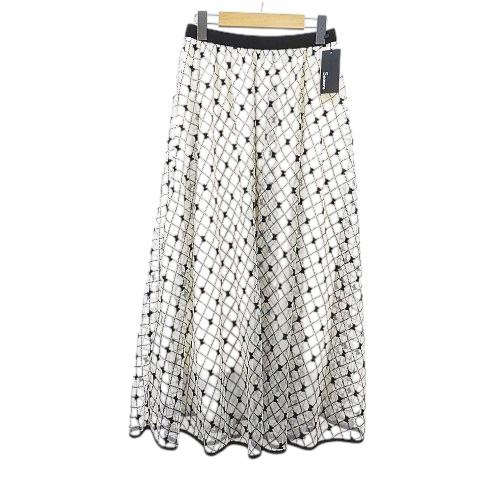 未使用品 シーズンズ SEASONS スカート フレア ロング丈 M〜L アイボリー系 チュール リ...