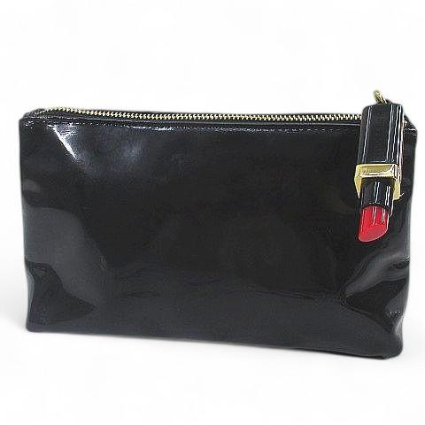 ルルギネス LULU GUINNESS メイクポーチ リップスティック型チャーム ブラック 黒 エナ...