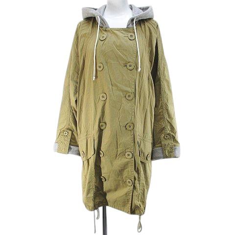 ノリータ NOLITA パーカー ジャケット ミドル丈 40 ベージュ 無地 ダブルボタン 切替 レ...