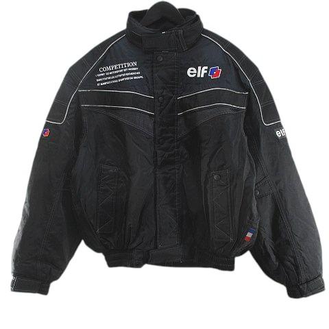エルフ elf バイクウェア レーシング ジャケット 中綿 3L 黒系 ブラック ジップアップ 刺?...