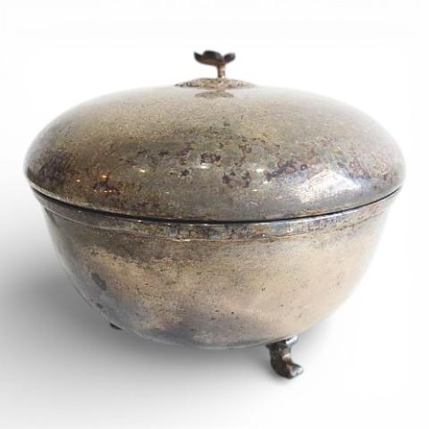 ヴィンテージ ピューター 蓋付き小物入れ シュガーボウル アンティーク