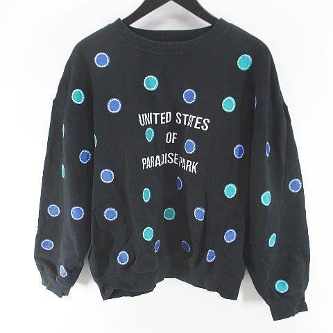 ユーエスピーピー USPP 水玉 ドット 長袖 トレーナー スウェット M 黒系 ブラック 日本製 ...