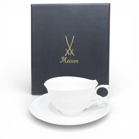 MEISSEN マイセン 波の戯れ 白系 ホワイト ティーカップ＆ソーサー