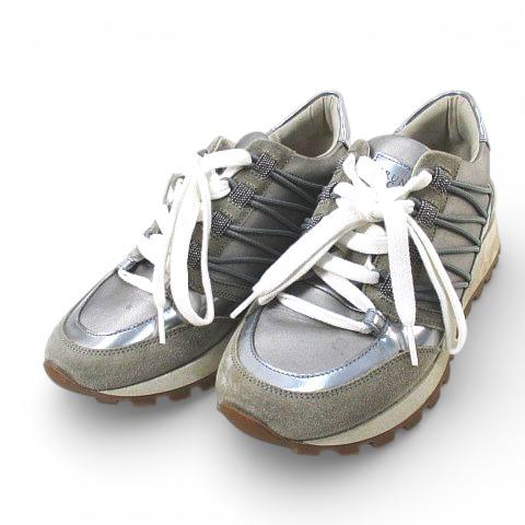 ブルネロクチネリ BRUNELLO CUCINELLI ローカットスニーカー 37 グレー シルバー...
