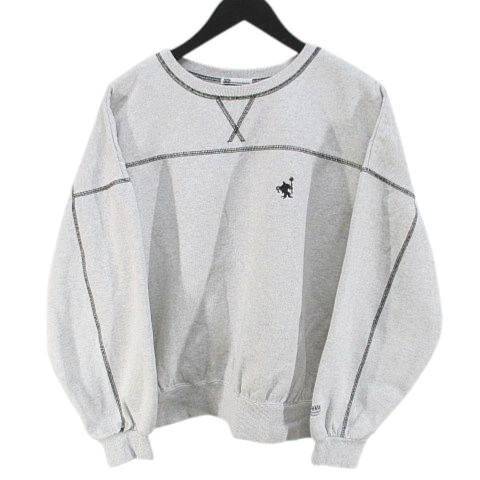 ジャバ JaVa 長袖 トレーナー スウェット M 白系 ホワイト ロゴ 刺繍 裏起毛 メンズ レデ...