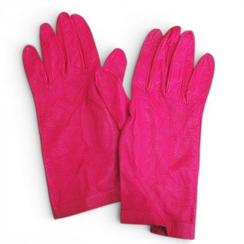 レザー 手袋 グローブ ピンク系 無地 スリット ファッション小物 レディース