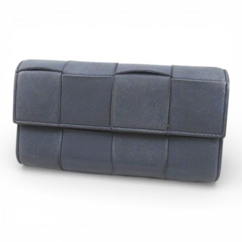 ボッテガヴェネタ BOTTEGA VENETA 長財布 イントレチャート グレー レザー イタリア製...