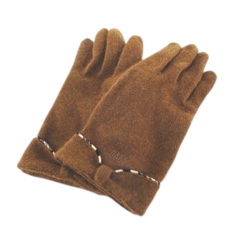 ダックス DAKS 手袋 5本指 グローブ カシミヤ 茶系 ブラウン ロゴ 文字 刺繍 リボンモチー...