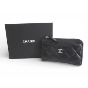 シャネル CHANEL カーフスキン ココマーク マトラッセ フラグメントケース L字ジップ コイン...