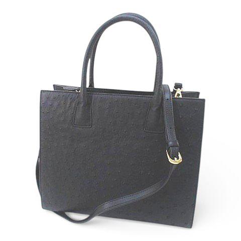 ロダニア RODANIA  トートバッグ ハンド ショルダー 2WAY ブラック 黒系 オーストリッ...