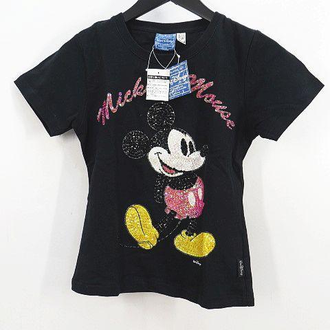 未使用品 ディズニー Disney 半袖 Tシャツ M 黒系 ブラック ミッキーキャラクタープリント...